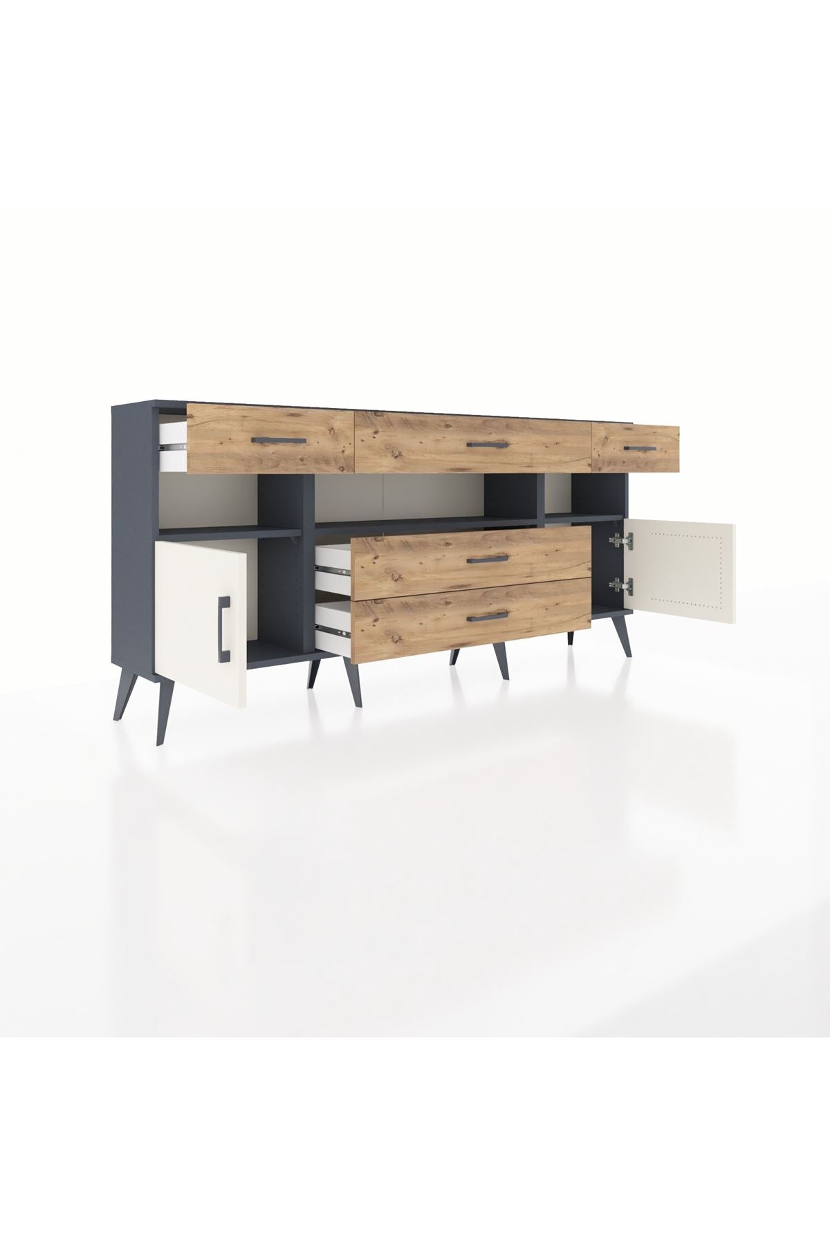 Arges Konsol 3 Raflı 5 Çekmeceli 2 Kapaklı 176x30x83 - S148M016V15A