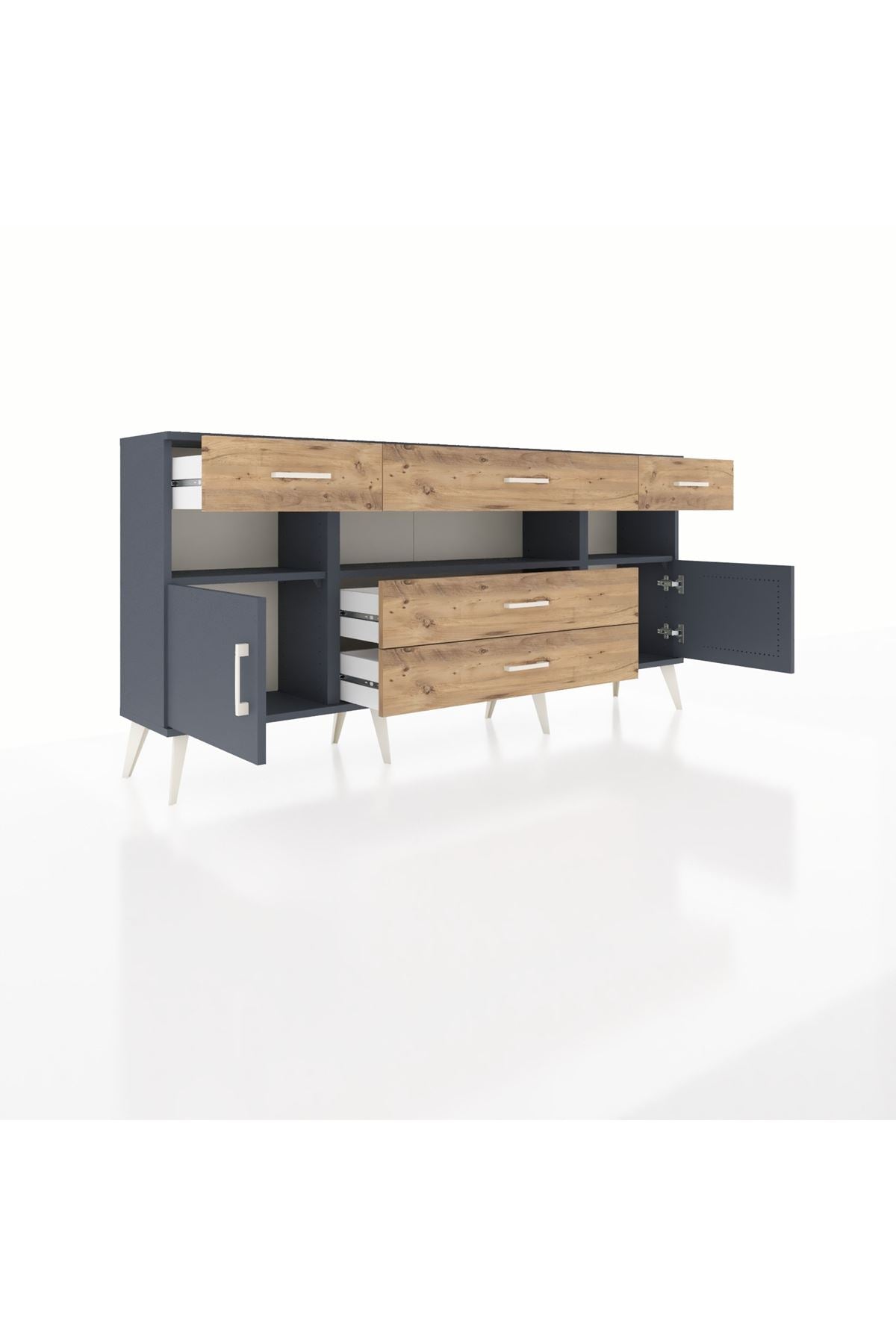Arges Konsol 3 Raflı 5 Çekmeceli 2 Kapaklı 176x30x83 - S148M016V18A