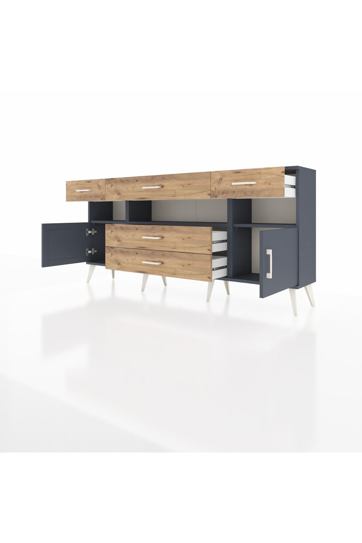 Arges Konsol 3 Raflı 5 Çekmeceli 2 Kapaklı 176x30x83 - S148M016V18A
