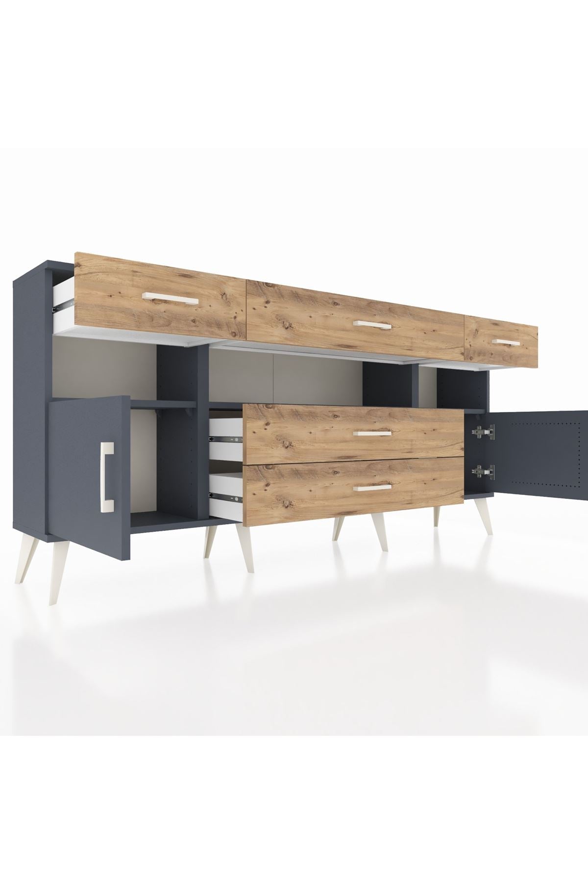 Arges Konsol 3 Raflı 5 Çekmeceli 2 Kapaklı 176x30x83 - S148M016V18A
