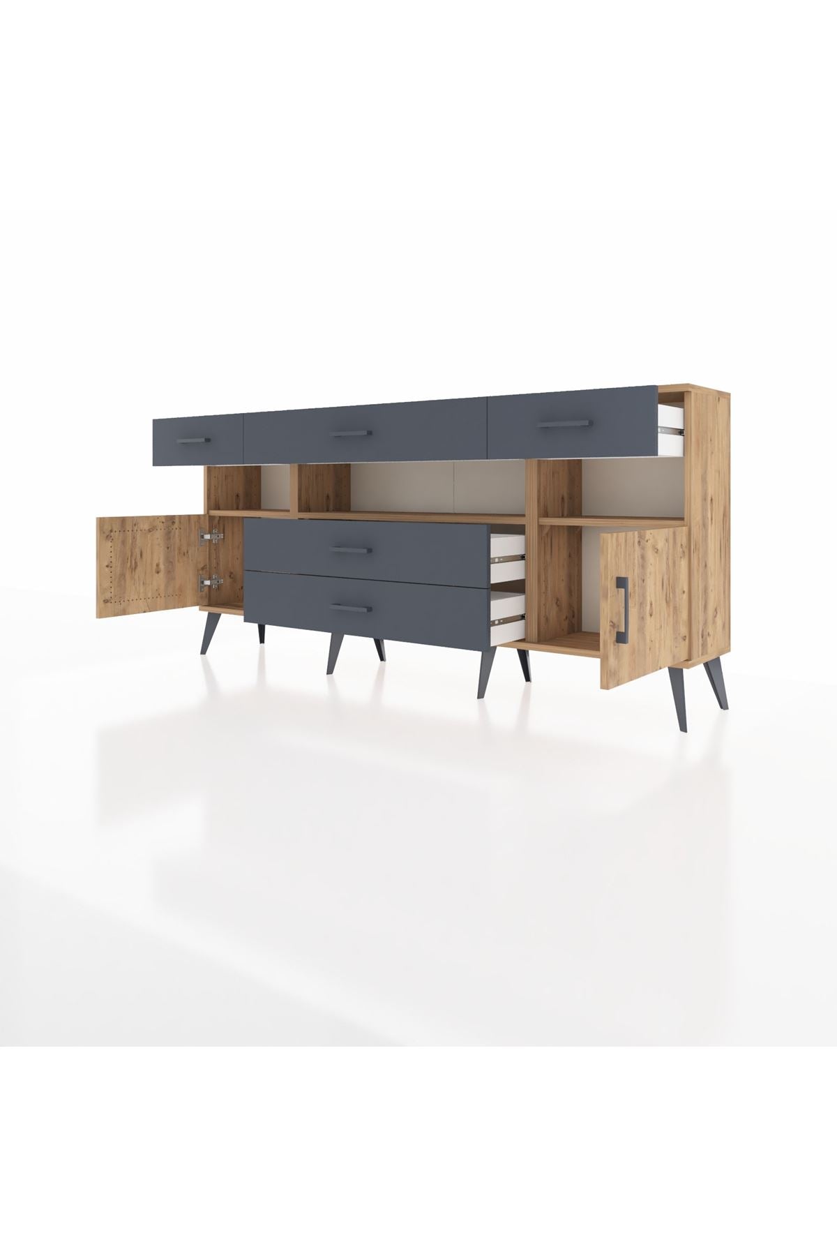 Arges Konsol 3 Raflı 5 Çekmeceli 2 Kapaklı 176x30x83 - S148M016V20A