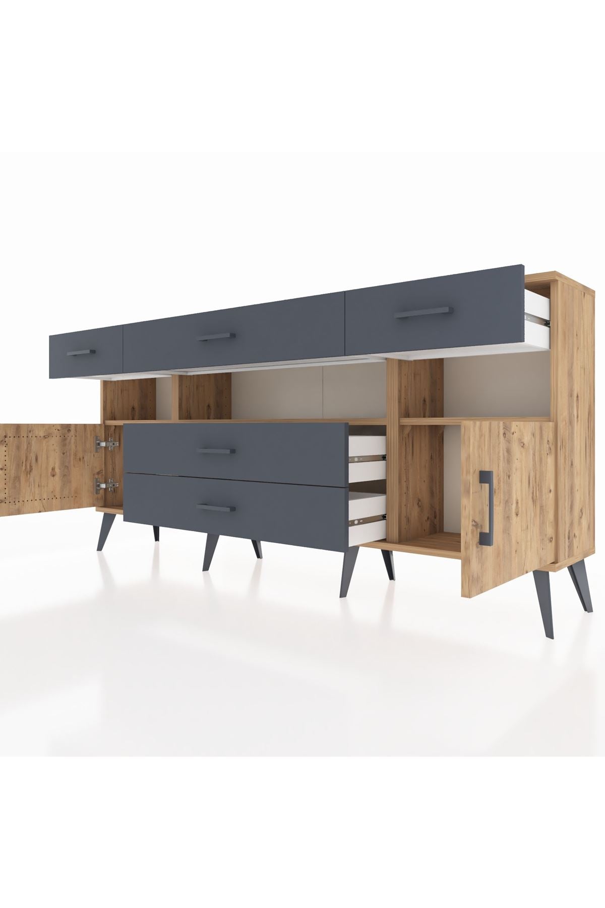 Arges Konsol 3 Raflı 5 Çekmeceli 2 Kapaklı 176x30x83 - S148M016V20A