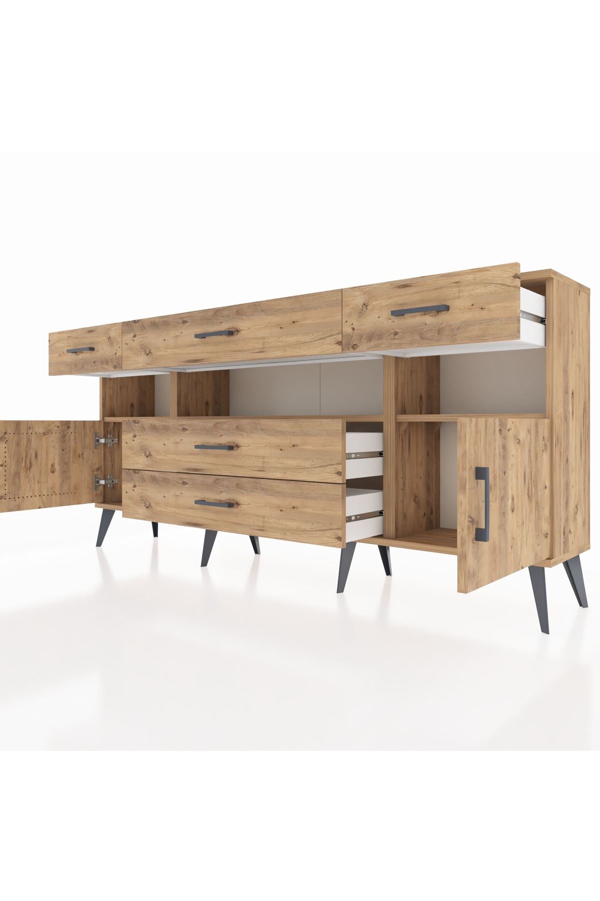 Arges Konsol 3 Raflı 5 Çekmeceli 2 Kapaklı 176x30x83 - S148M016V21A