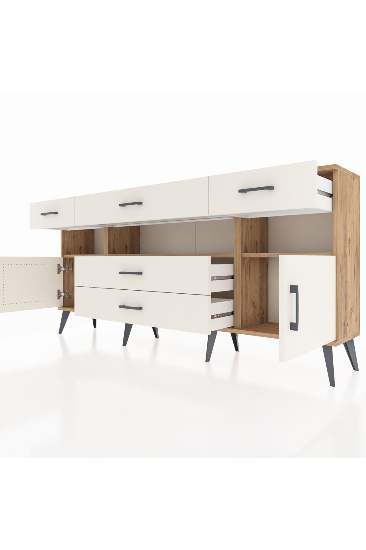 Arges Konsol 3 Raflı 5 Çekmeceli 2 Kapaklı 176x30x83 - S148M016V22A