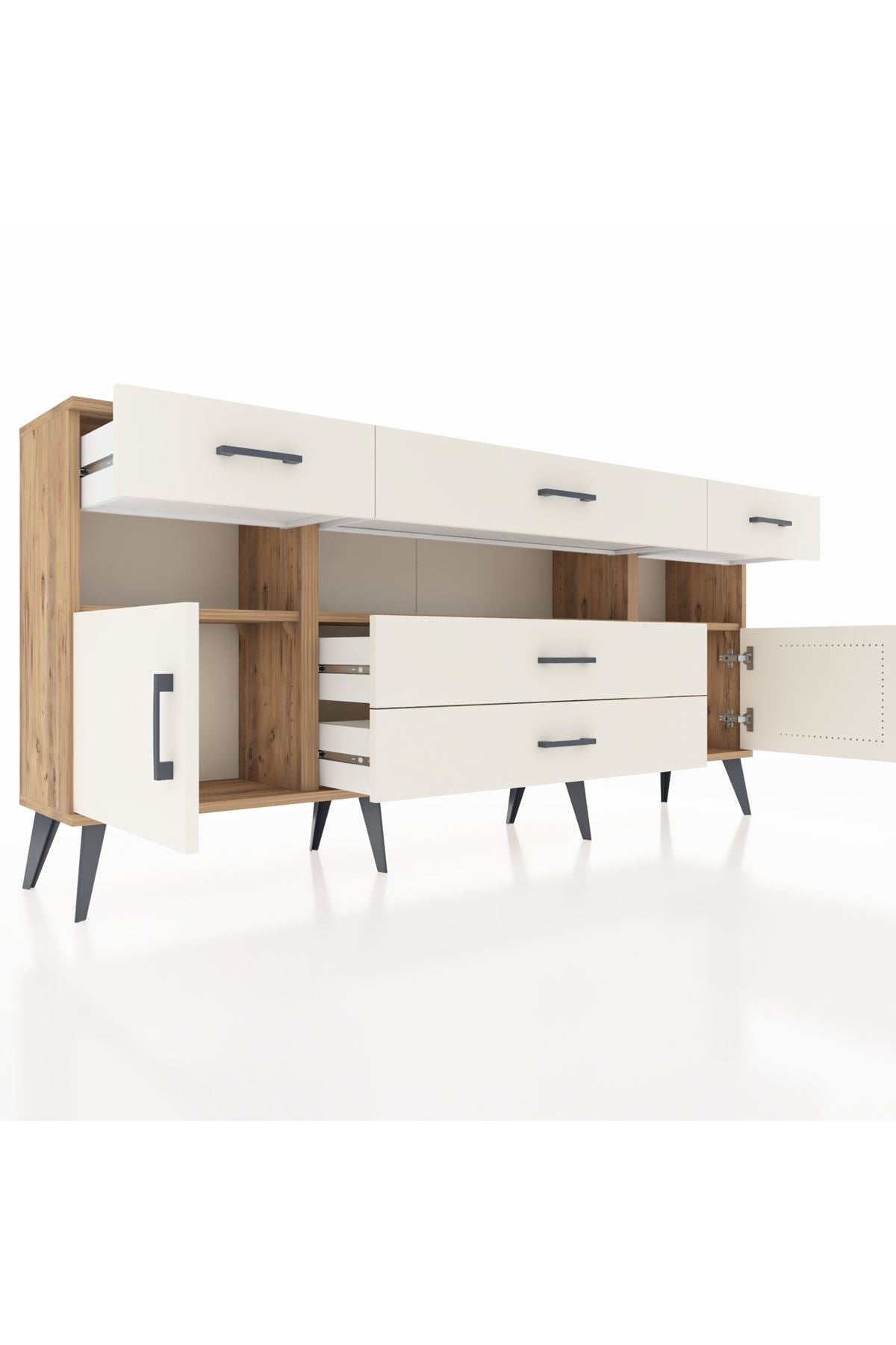 Arges Konsol 3 Raflı 5 Çekmeceli 2 Kapaklı 176x30x83 - S148M016V22A