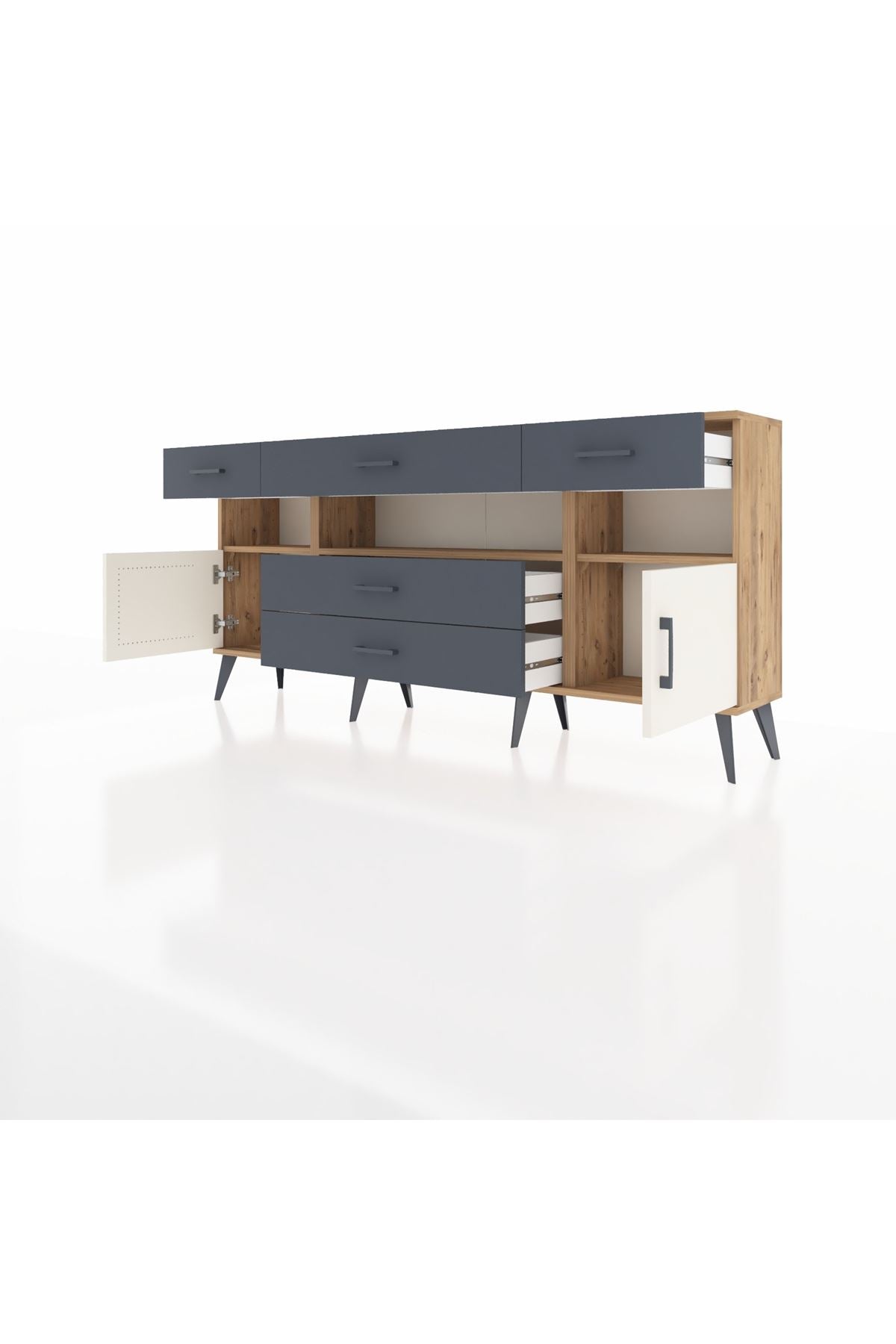 Arges Konsol 3 Raflı 5 Çekmeceli 2 Kapaklı 176x30x83 - S148M016V23A