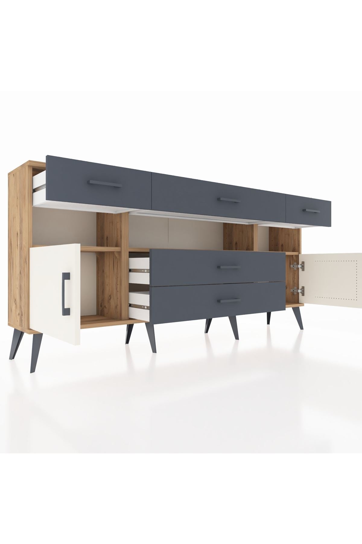 Arges Konsol 3 Raflı 5 Çekmeceli 2 Kapaklı 176x30x83 - S148M016V23A