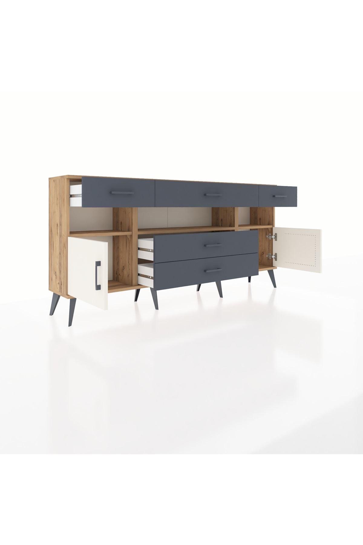 Arges Konsol 3 Raflı 5 Çekmeceli 2 Kapaklı 176x30x83 - S148M016V23A