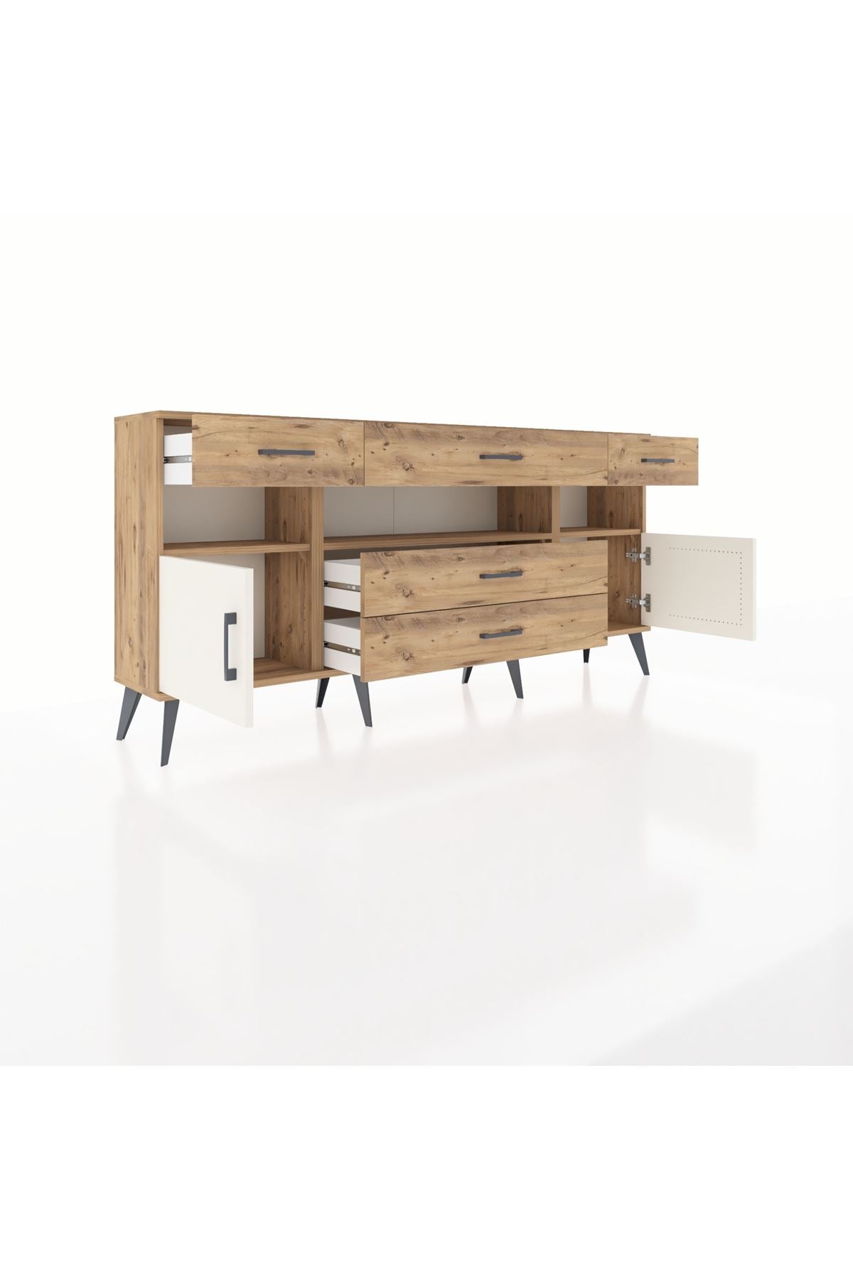 Arges Konsol 3 Raflı 5 Çekmeceli 2 Kapaklı 176x30x83 - S148M016V24A