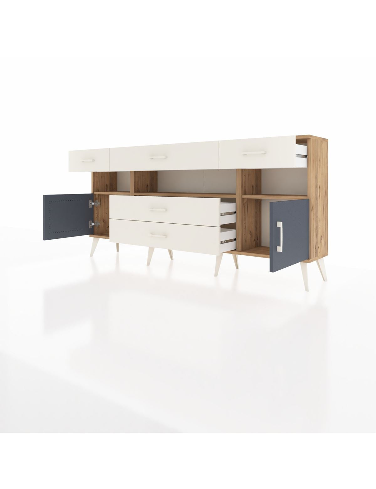 Arges Konsol 3 Raflı 5 Çekmeceli 2 Kapaklı 176x30x83 - S148M016V25A