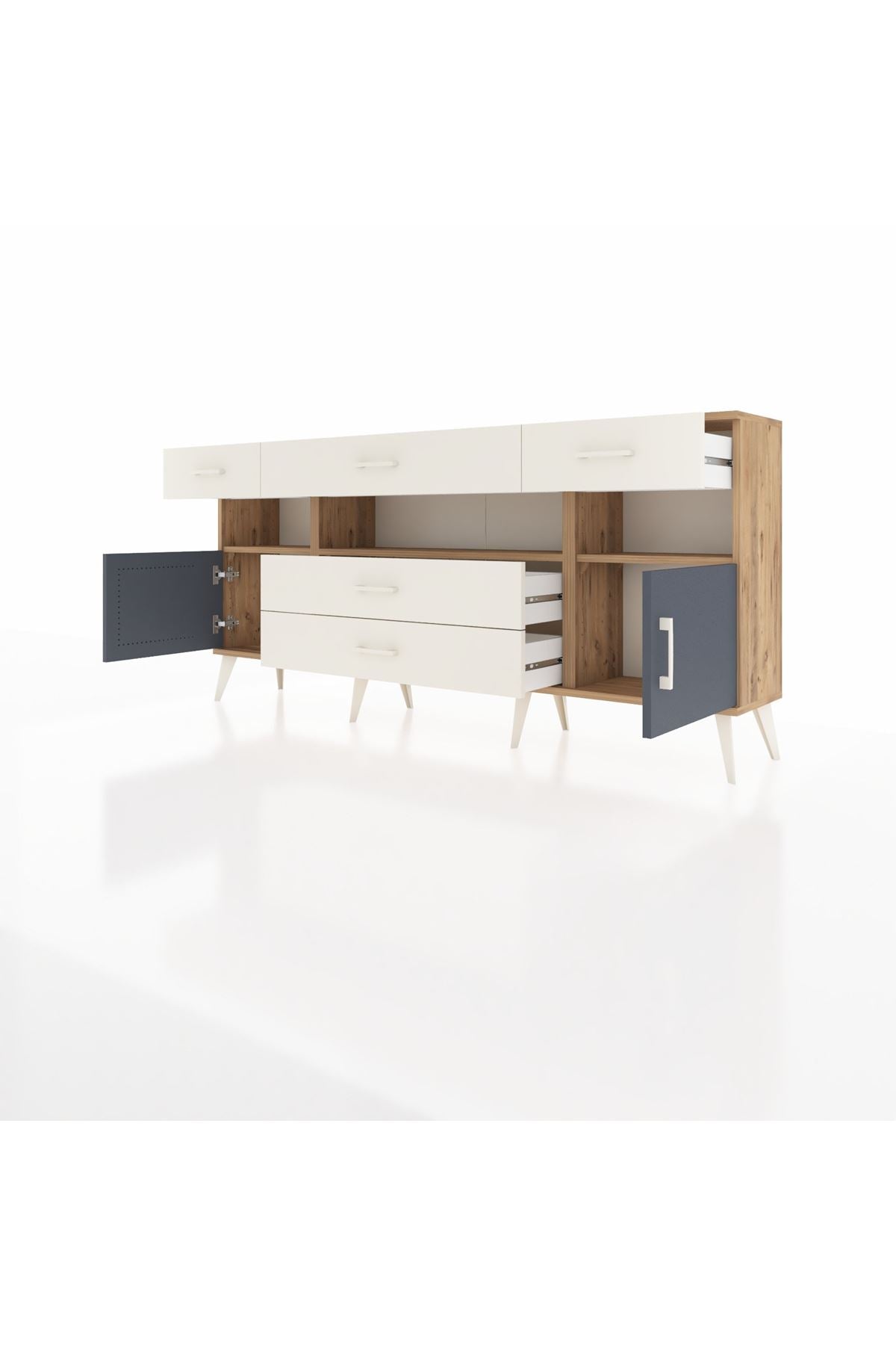 Arges Konsol 3 Raflı 5 Çekmeceli 2 Kapaklı 176x30x83 - S148M016V25A
