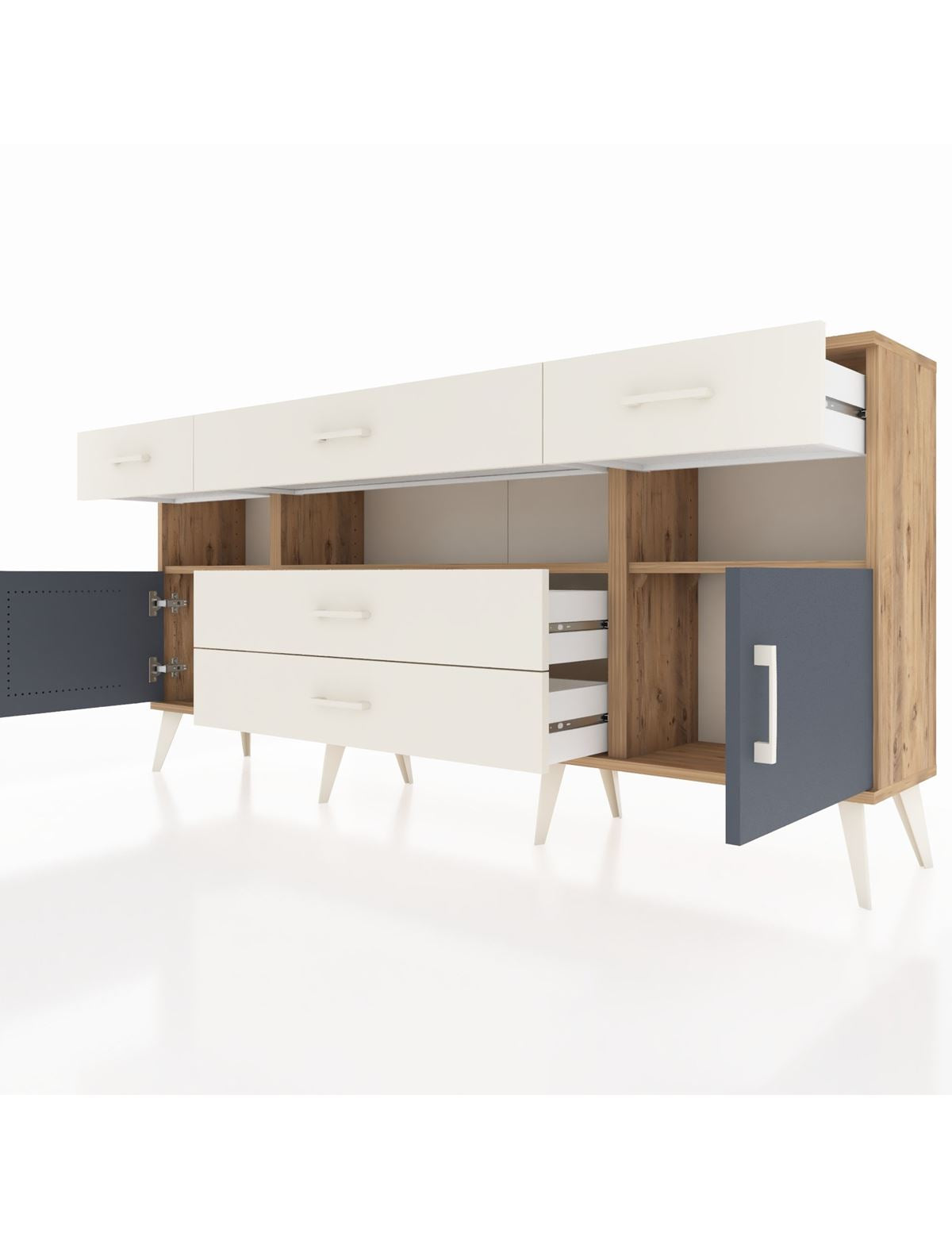 Arges Konsol 3 Raflı 5 Çekmeceli 2 Kapaklı 176x30x83 - S148M016V25A
