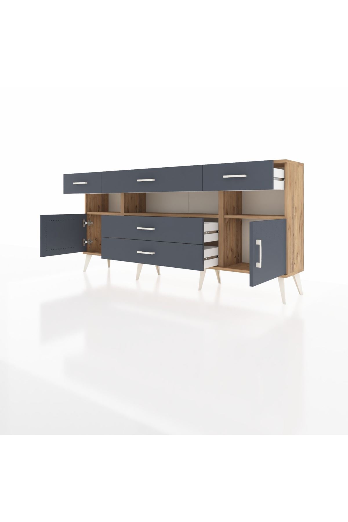 Arges Konsol 3 Raflı 5 Çekmeceli 2 Kapaklı 176x30x83 - S148M016V26A