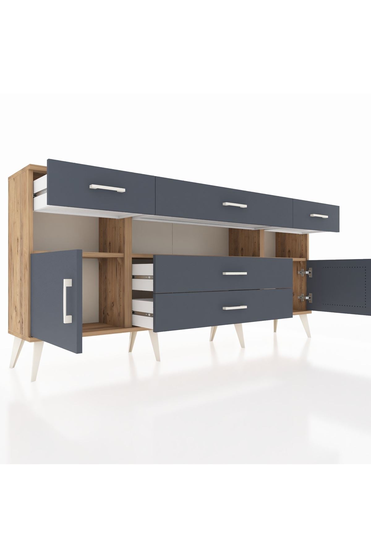 Arges Konsol 3 Raflı 5 Çekmeceli 2 Kapaklı 176x30x83 - S148M016V26A