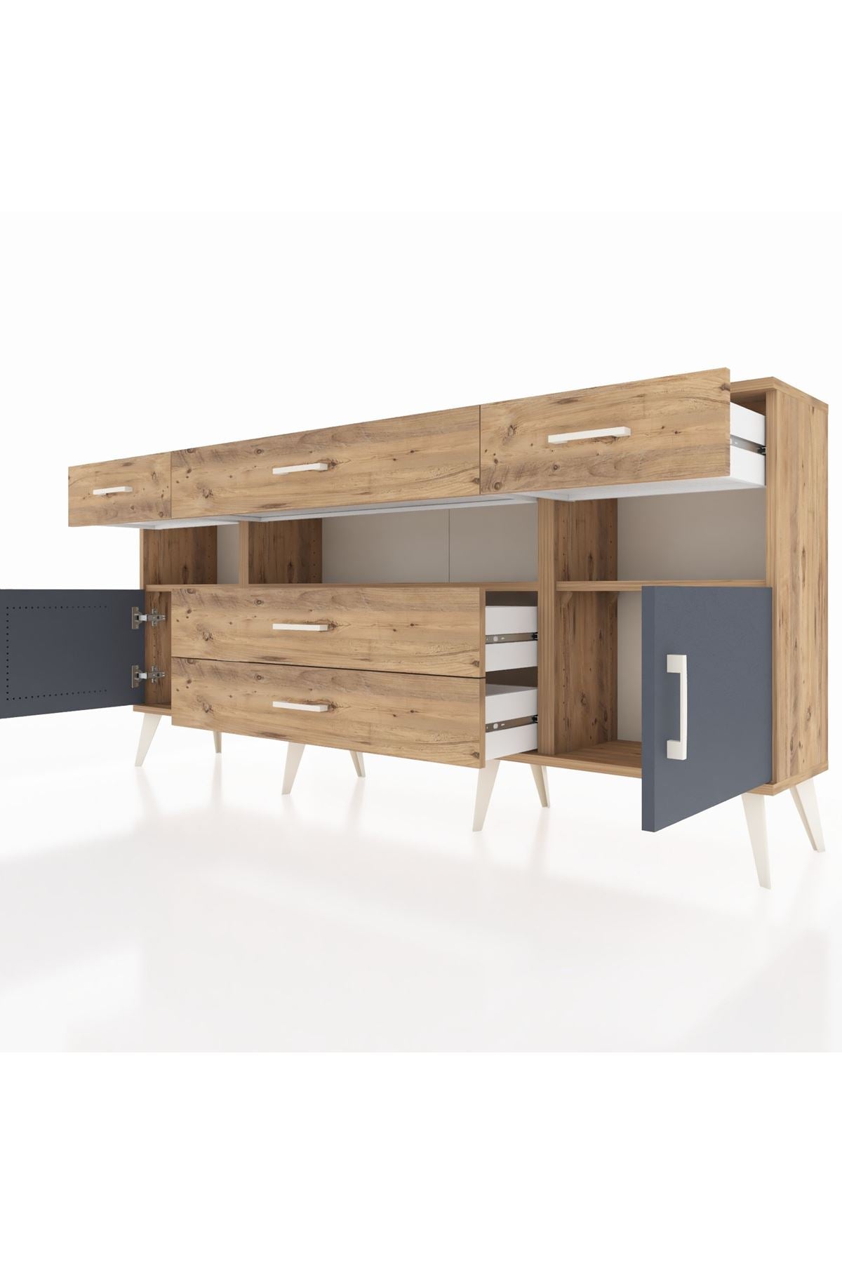 Arges Konsol 3 Raflı 5 Çekmeceli 2 Kapaklı 176x30x83 - S148M016V27A