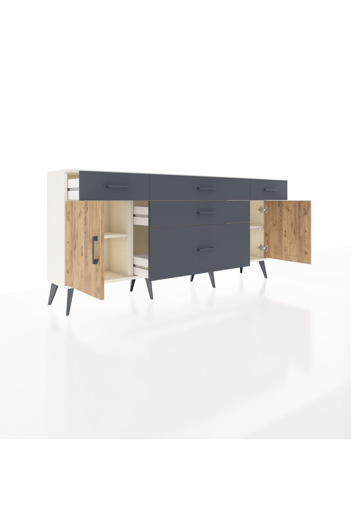 Arges Konsol 2 Raflı 5 Çekmeceli 2 Kapaklı 176x30x83 - S148M017V02A