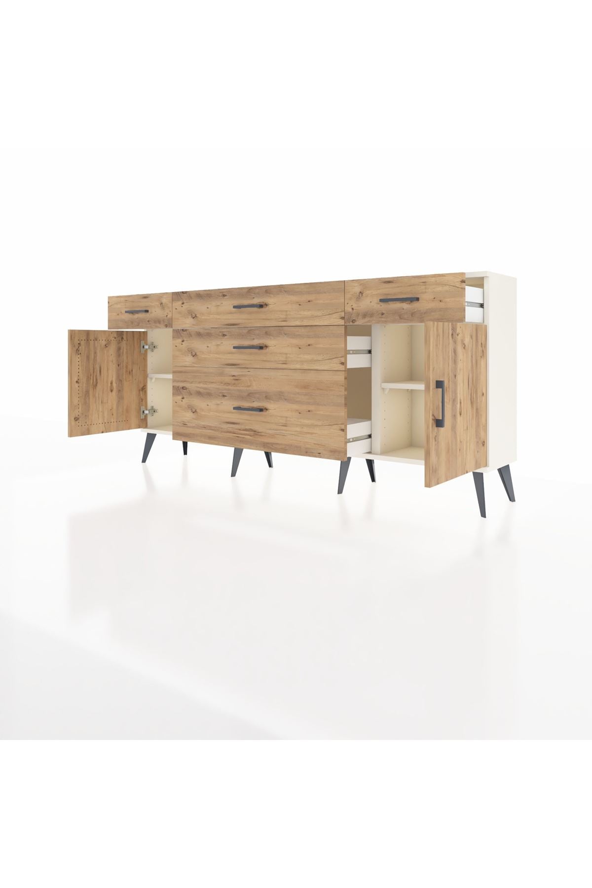 Arges Konsol 2 Raflı 5 Çekmeceli 2 Kapaklı 176x30x83 - S148M017V03A