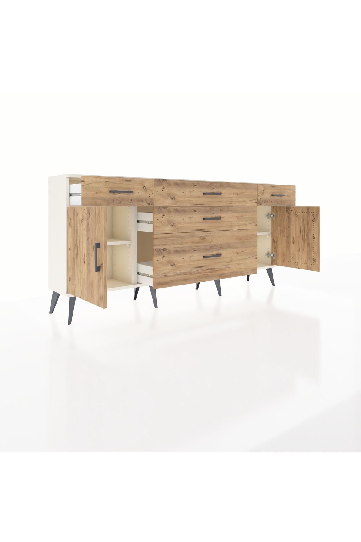 Arges Konsol 2 Raflı 5 Çekmeceli 2 Kapaklı 176x30x83 - S148M017V03A