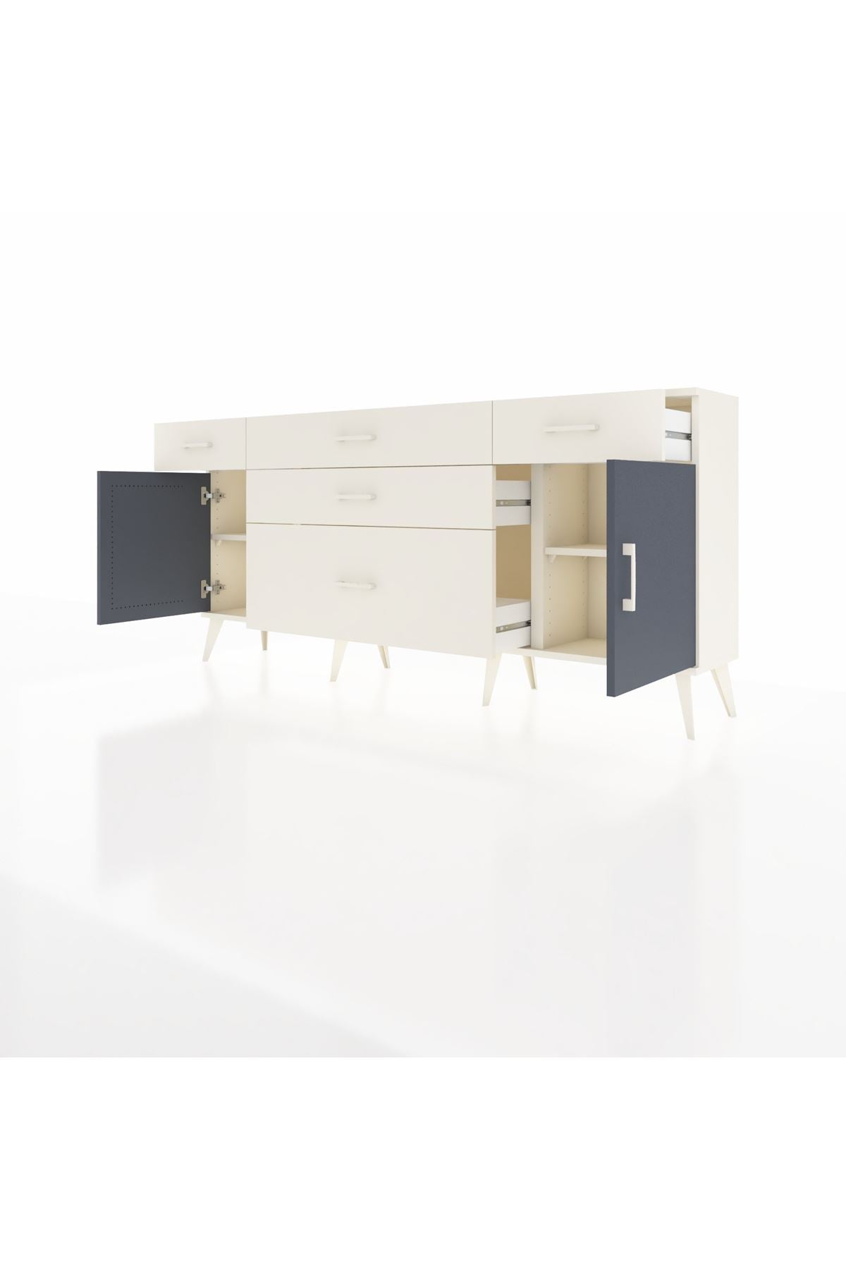 Arges Konsol 2 Raflı 5 Çekmeceli 2 Kapaklı 176x30x83 - S148M017V07A