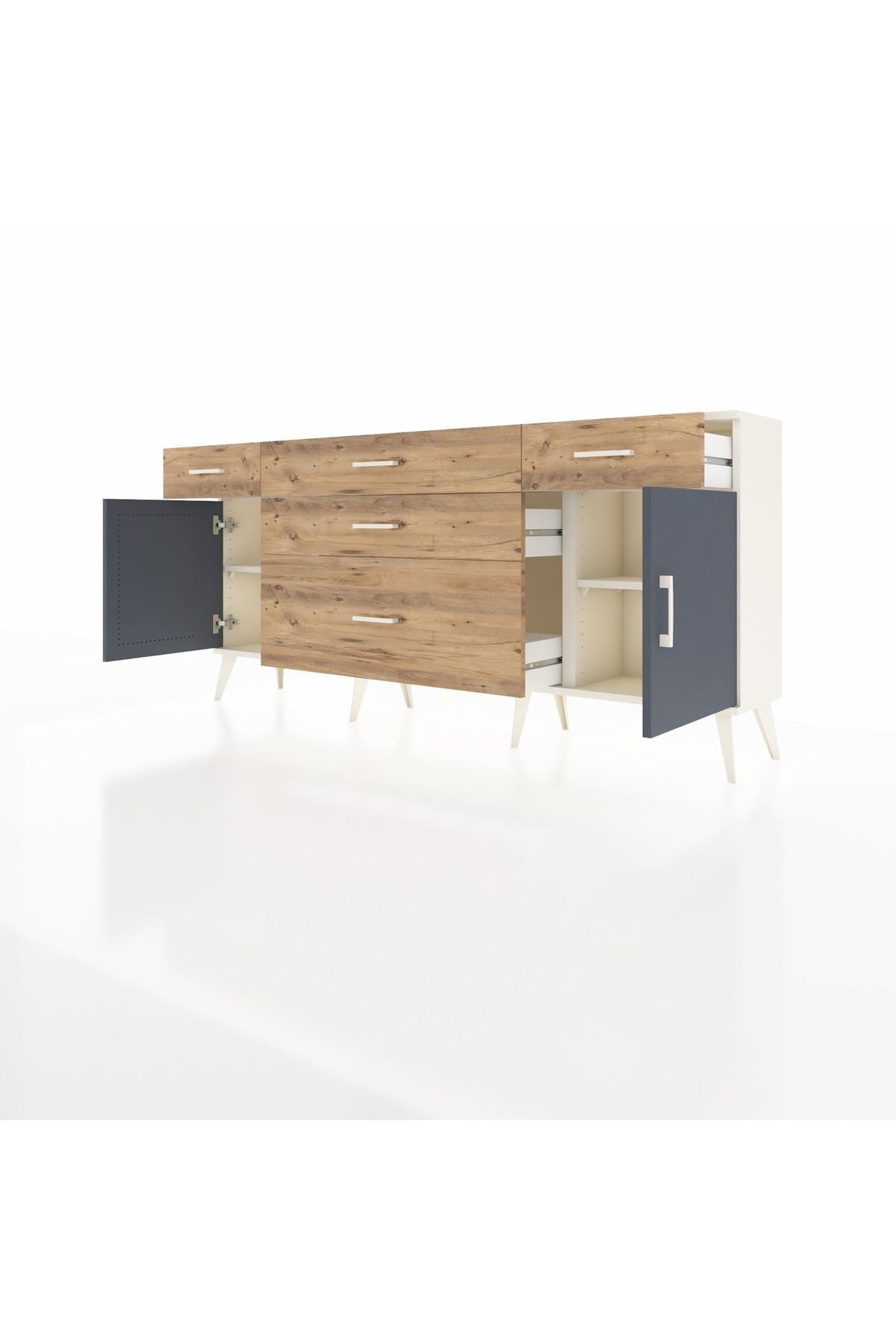 Arges Konsol 2 Raflı 5 Çekmeceli 2 Kapaklı 176x30x83 - S148M017V09A