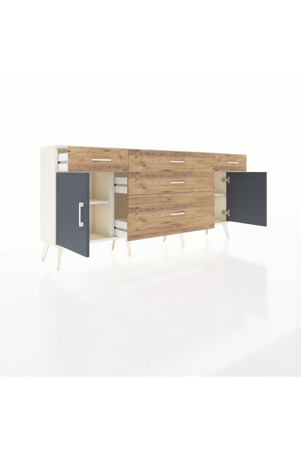 Arges Konsol 2 Raflı 5 Çekmeceli 2 Kapaklı 176x30x83 - S148M017V09A
