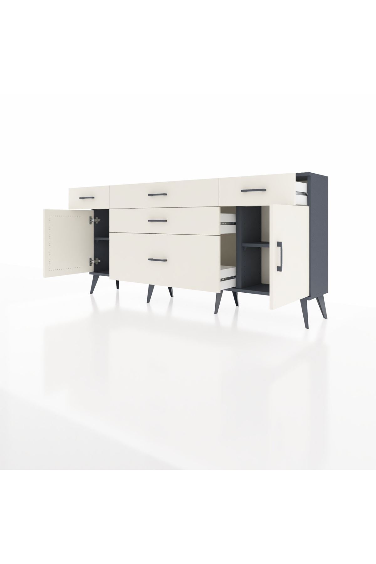 Arges Konsol 2 Raflı 5 Çekmeceli 2 Kapaklı 176x30x83 - S148M017V13A