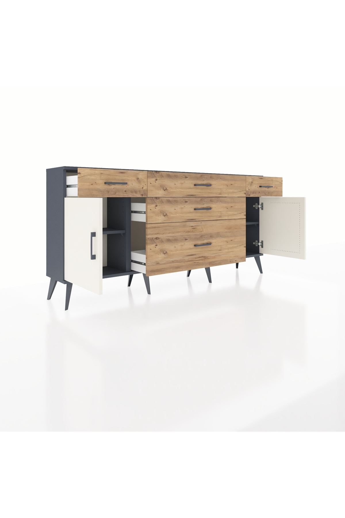 Arges Konsol 2 Raflı 5 Çekmeceli 2 Kapaklı 176x30x83 - S148M017V15A