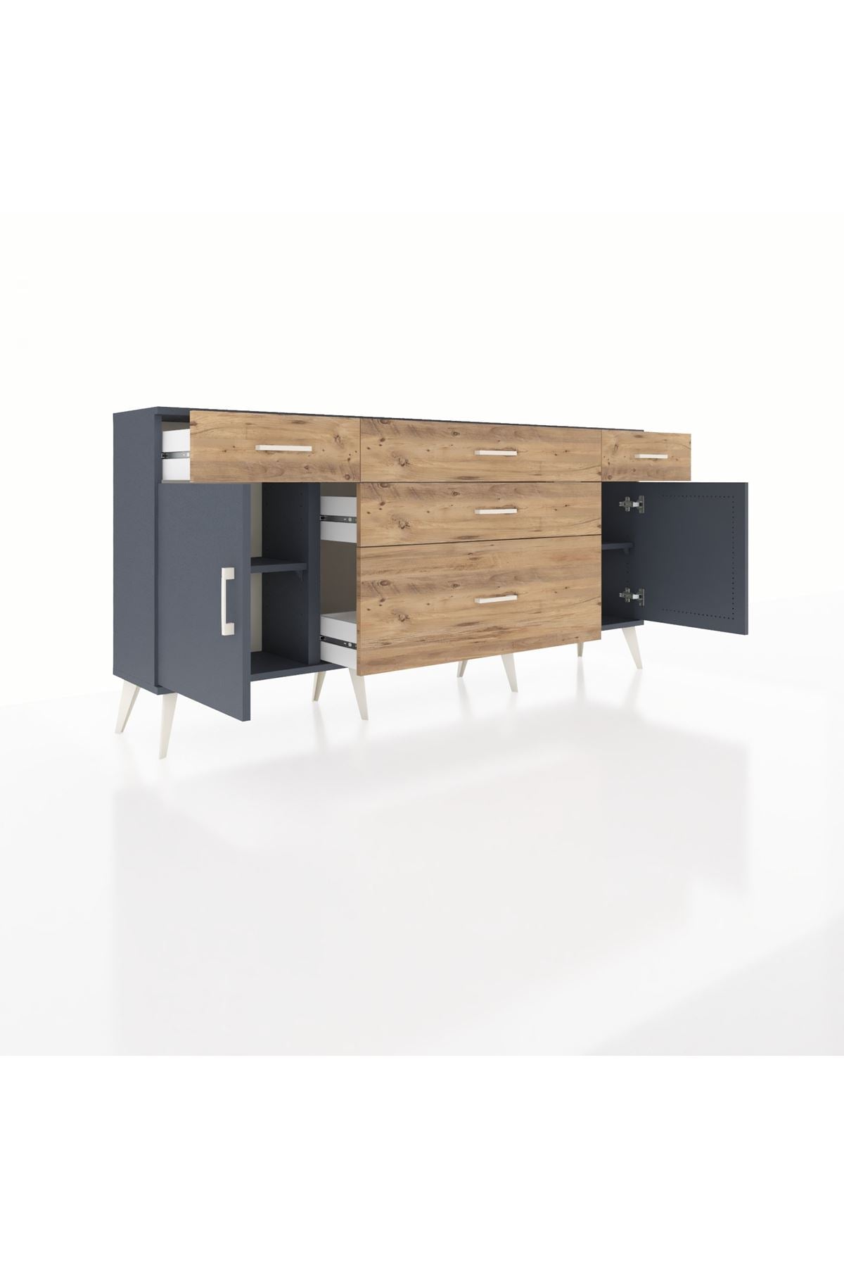 Arges Konsol 2 Raflı 5 Çekmeceli 2 Kapaklı 176x30x83 - S148M017V18A