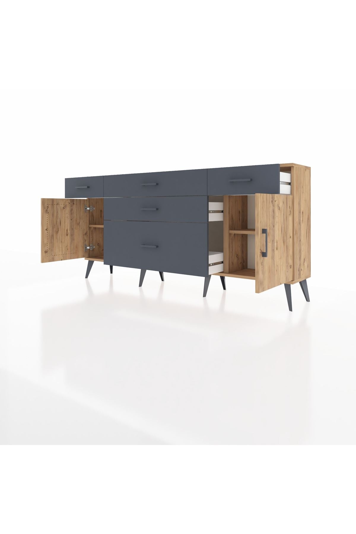 Arges Konsol 2 Raflı 5 Çekmeceli 2 Kapaklı 176x30x83 - S148M017V20A
