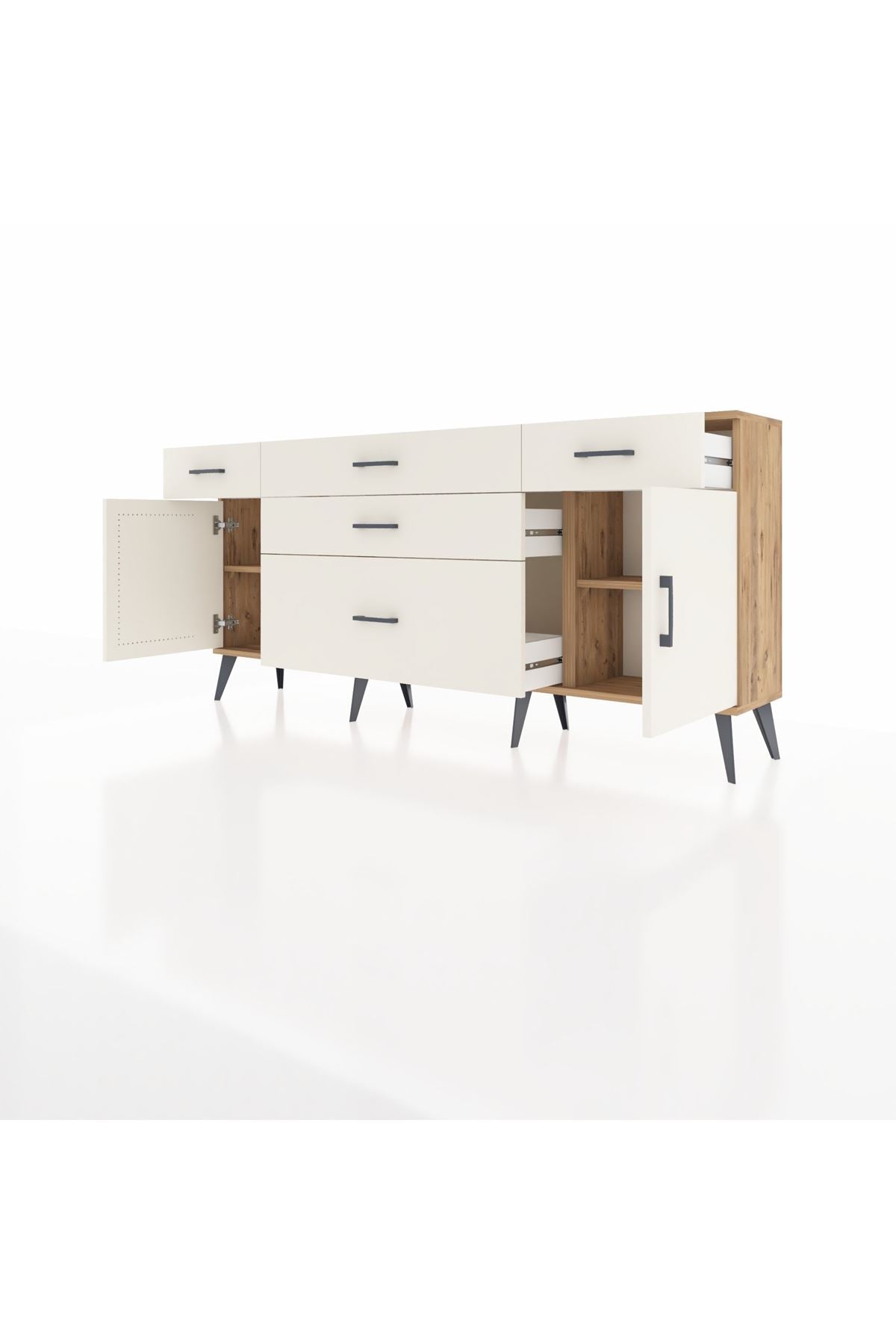 Arges Konsol 2 Raflı 5 Çekmeceli 2 Kapaklı 176x30x83 - S148M017V22A