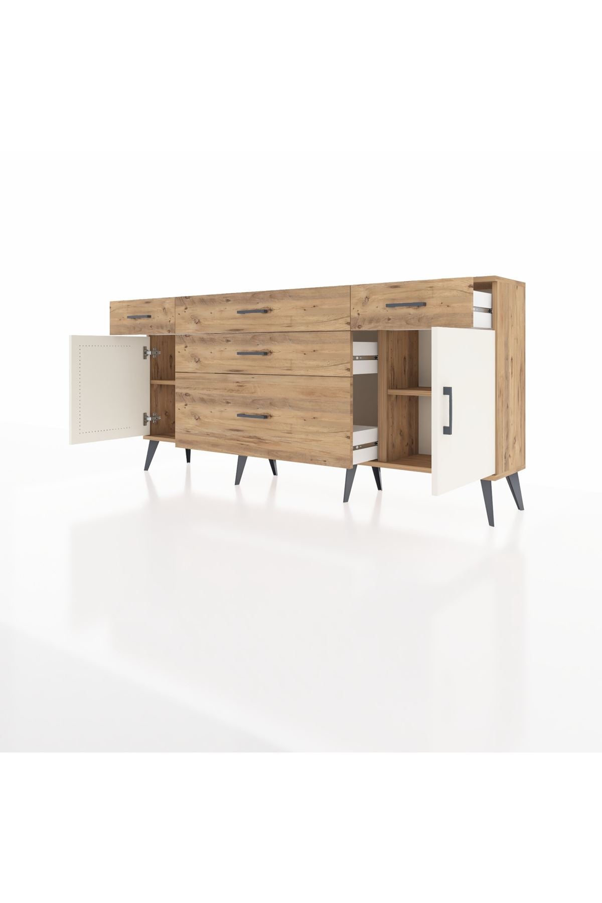 Arges Konsol 2 Raflı 5 Çekmeceli 2 Kapaklı 176x30x83 - S148M017V24A