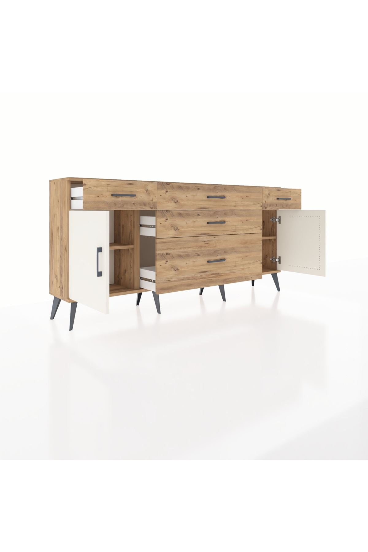 Arges Konsol 2 Raflı 5 Çekmeceli 2 Kapaklı 176x30x83 - S148M017V24A