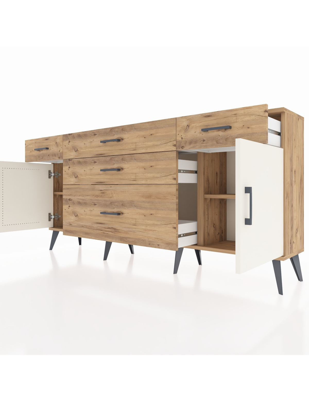 Arges Konsol 2 Raflı 5 Çekmeceli 2 Kapaklı 176x30x83 - S148M017V24A