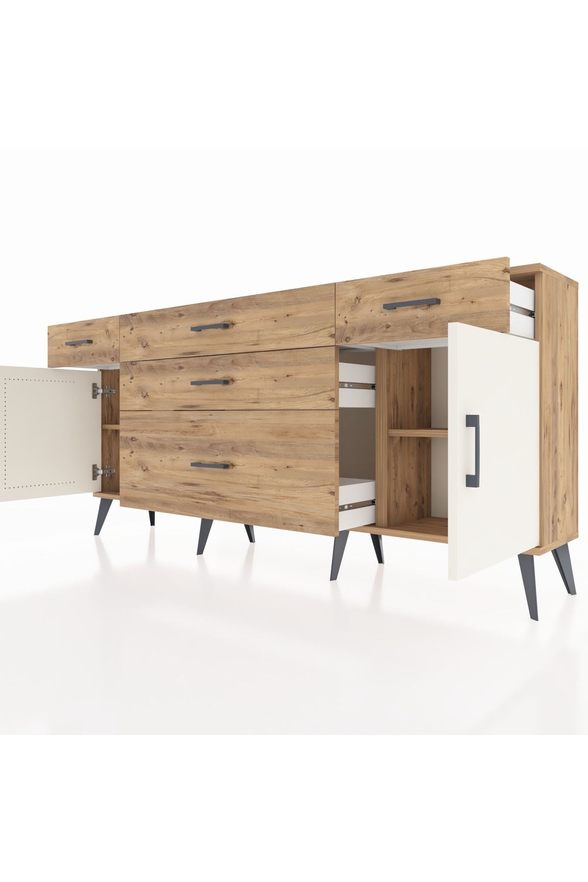 Arges Konsol 2 Raflı 5 Çekmeceli 2 Kapaklı 176x30x83 - S148M017V24A