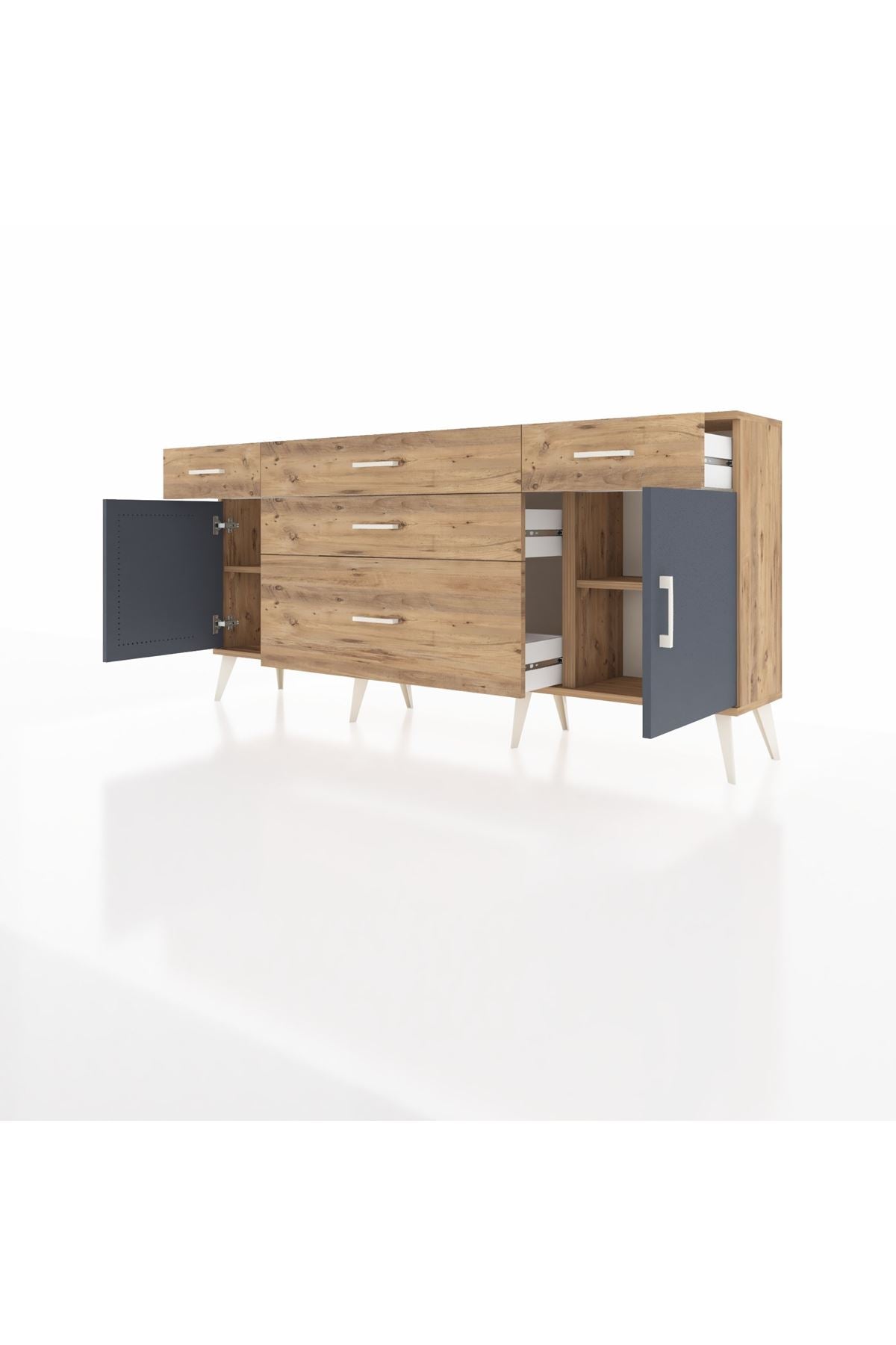 Arges Konsol 2 Raflı 5 Çekmeceli 2 Kapaklı 176x30x83 - S148M017V27A