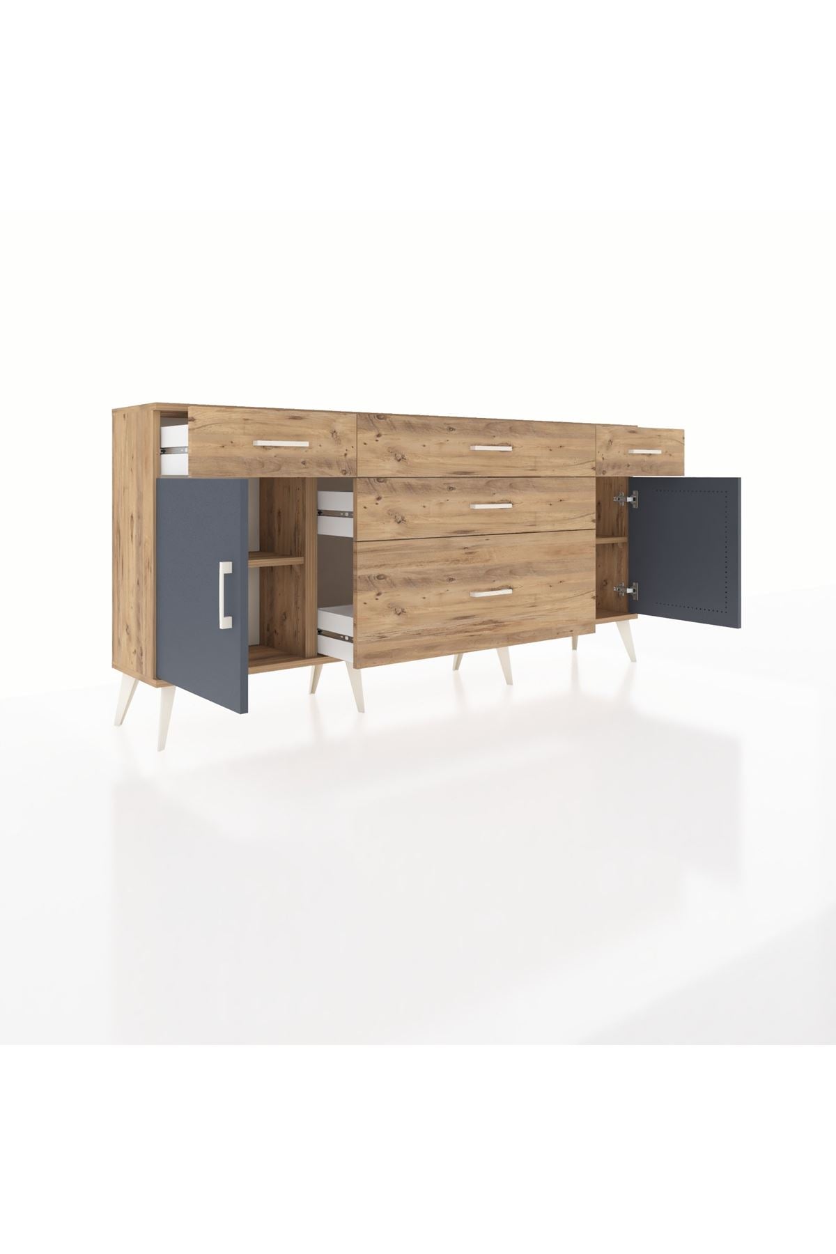 Arges Konsol 2 Raflı 5 Çekmeceli 2 Kapaklı 176x30x83 - S148M017V27A
