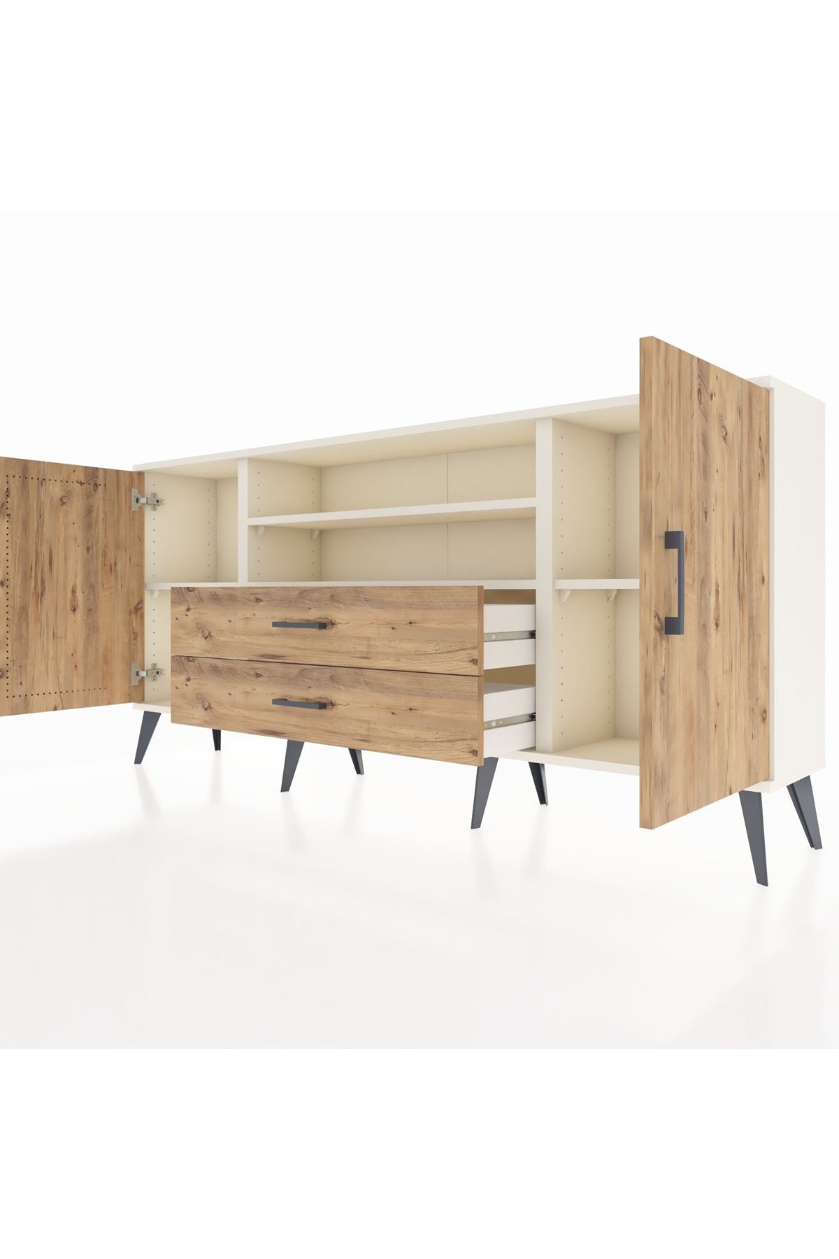 Arges Konsol 4 Raflı 2 Çekmeceli 2 Kapaklı 176x30x83 - S148M018V03A