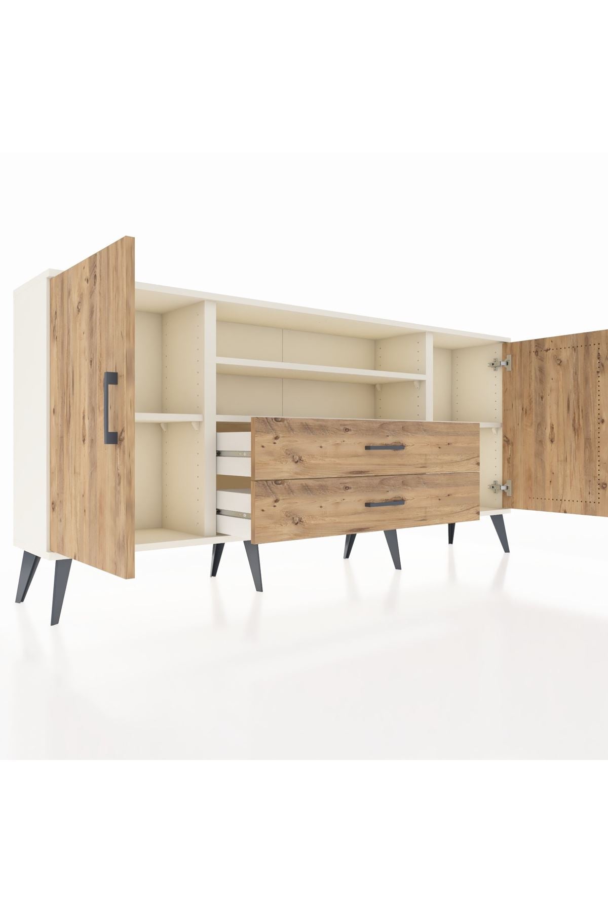 Arges Konsol 4 Raflı 2 Çekmeceli 2 Kapaklı 176x30x83 - S148M018V03A