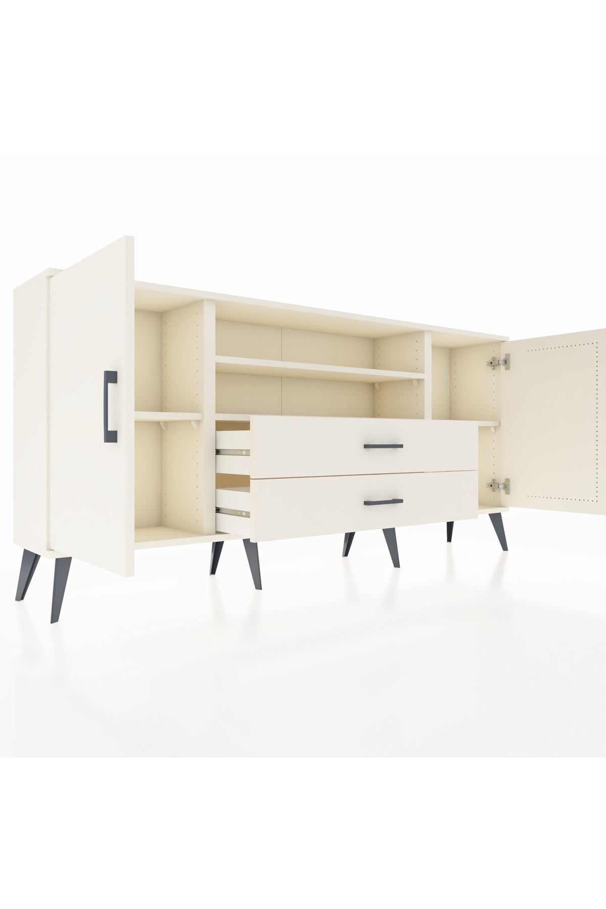 Arges Konsol 4 Raflı 2 Çekmeceli 2 Kapaklı 176x30x83 - S148M018V04A