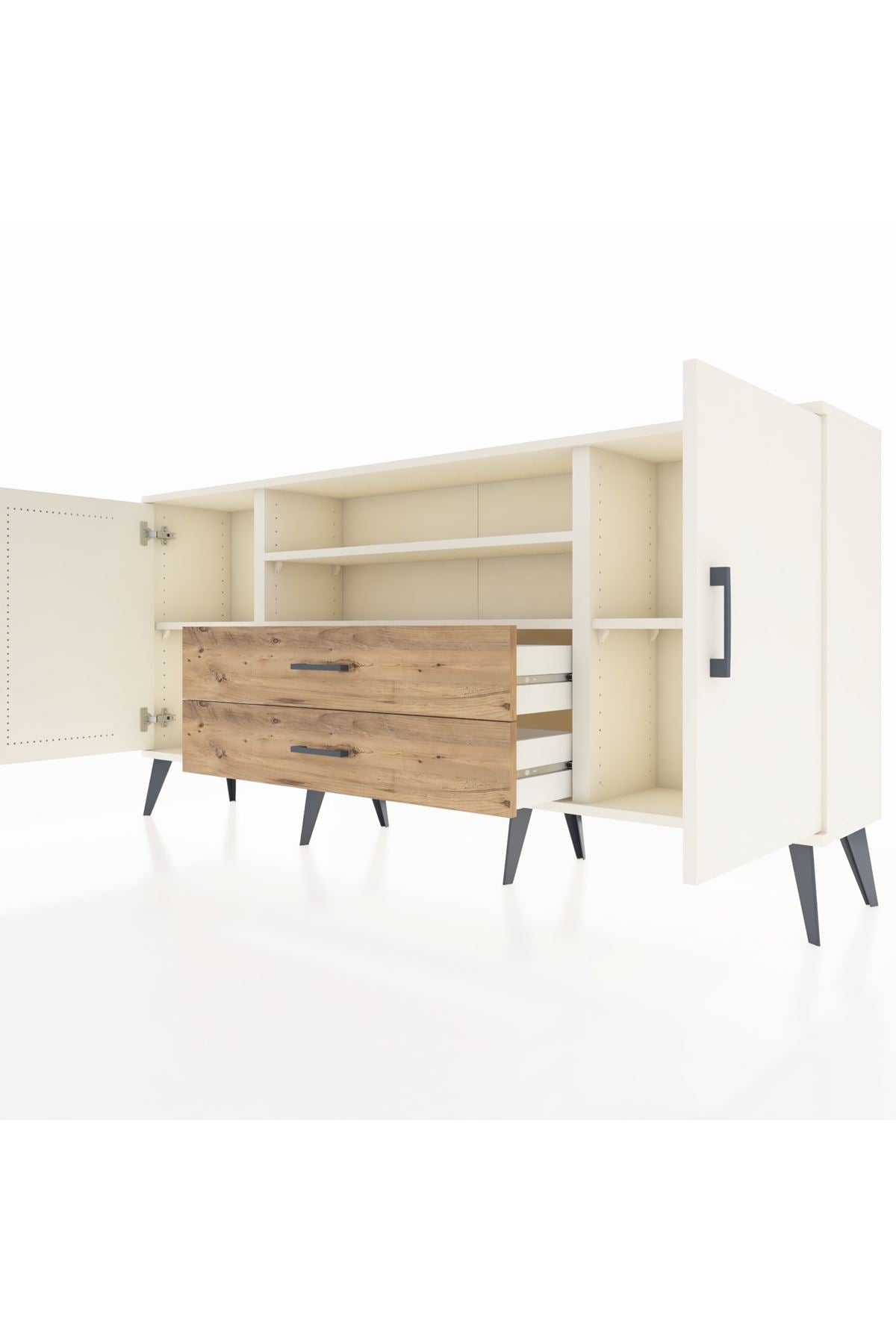 Arges Konsol 4 Raflı 2 Çekmeceli 2 Kapaklı 176x30x83 - S148M018V06A
