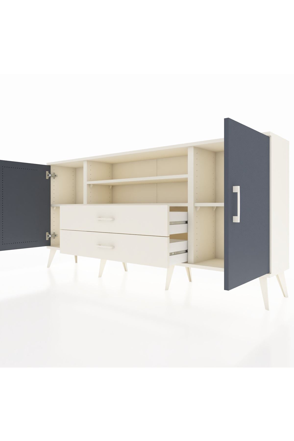 Arges Konsol 4 Raflı 2 Çekmeceli 2 Kapaklı 176x30x83 - S148M018V07A
