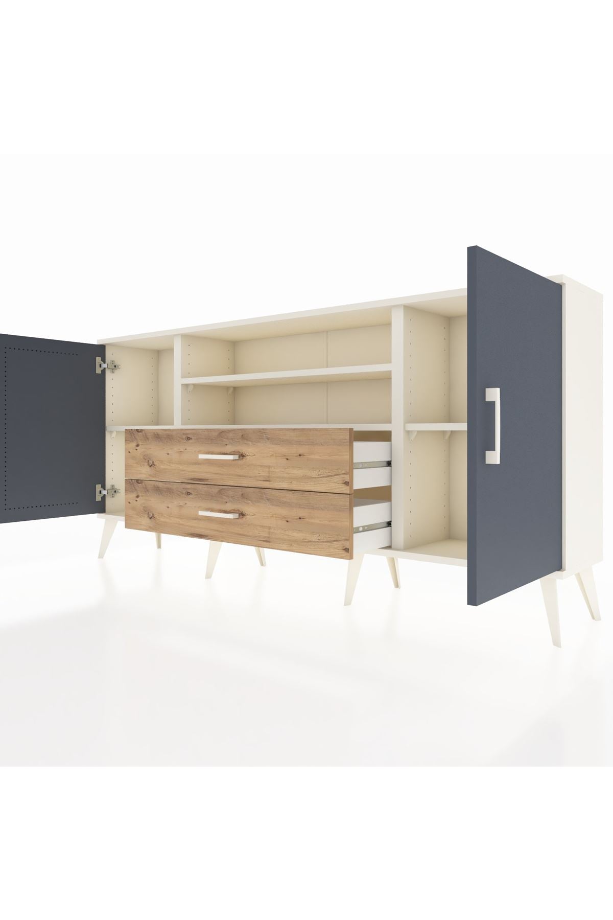 Arges Konsol 4 Raflı 2 Çekmeceli 2 Kapaklı 176x30x83 - S148M018V09A