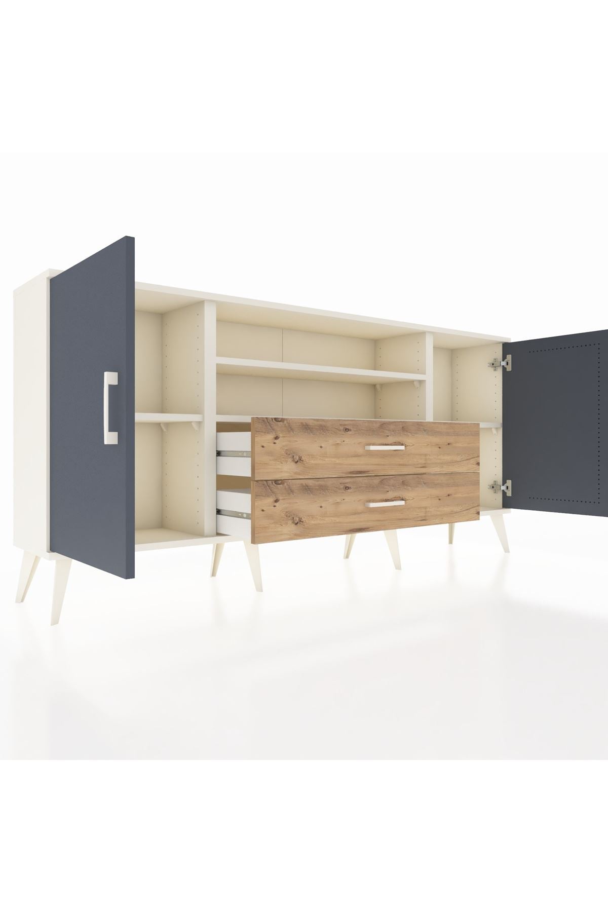 Arges Konsol 4 Raflı 2 Çekmeceli 2 Kapaklı 176x30x83 - S148M018V09A
