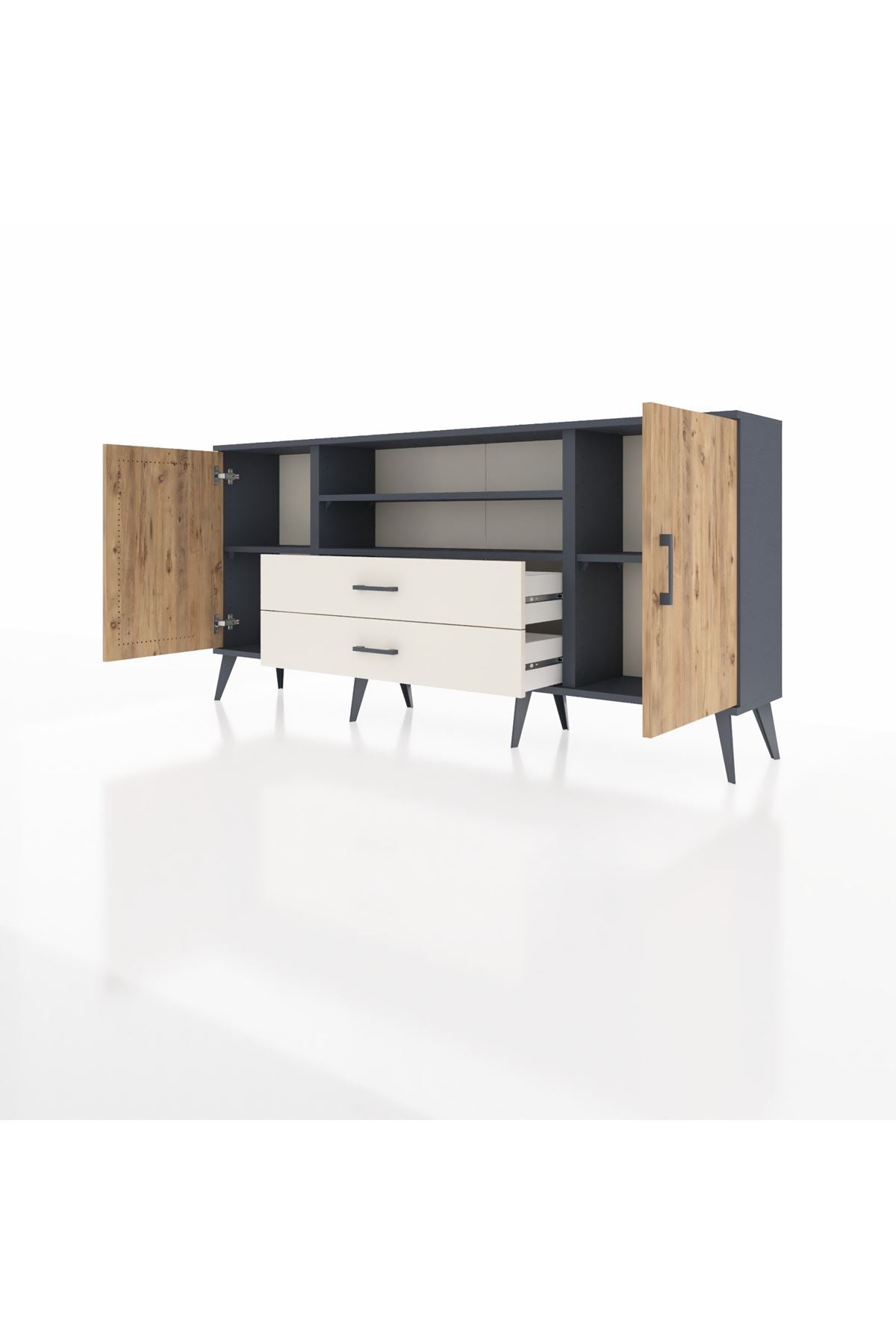 Arges Konsol 4 Raflı 2 Çekmeceli 2 Kapaklı 176x30x83 - S148M018V10A