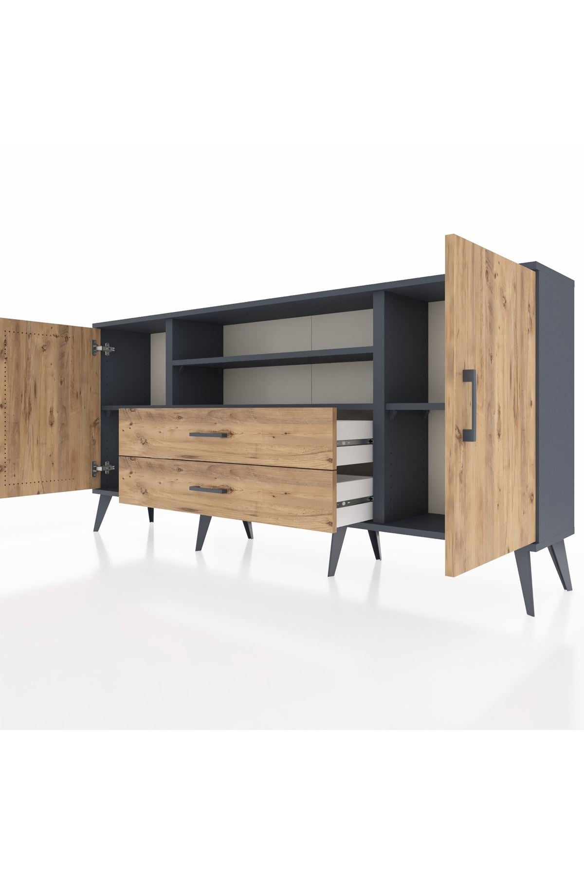 Arges Konsol 4 Raflı 2 Çekmeceli 2 Kapaklı 176x30x83 - S148M018V12A