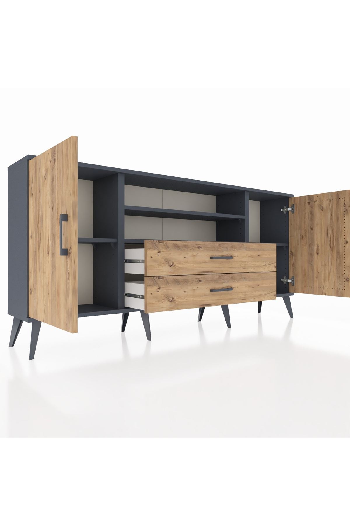 Arges Konsol 4 Raflı 2 Çekmeceli 2 Kapaklı 176x30x83 - S148M018V12A