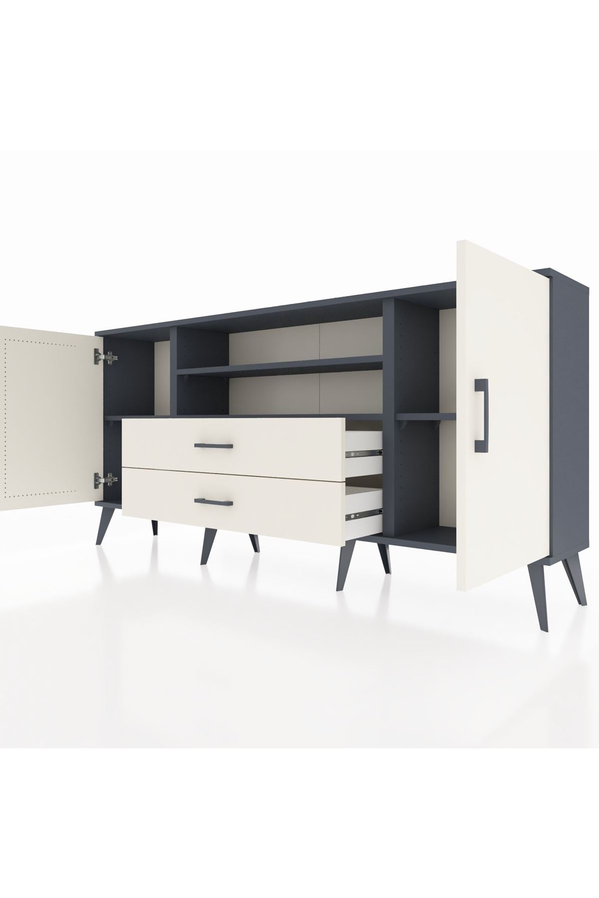 Arges Konsol 4 Raflı 2 Çekmeceli 2 Kapaklı 176x30x83 - S148M018V13A