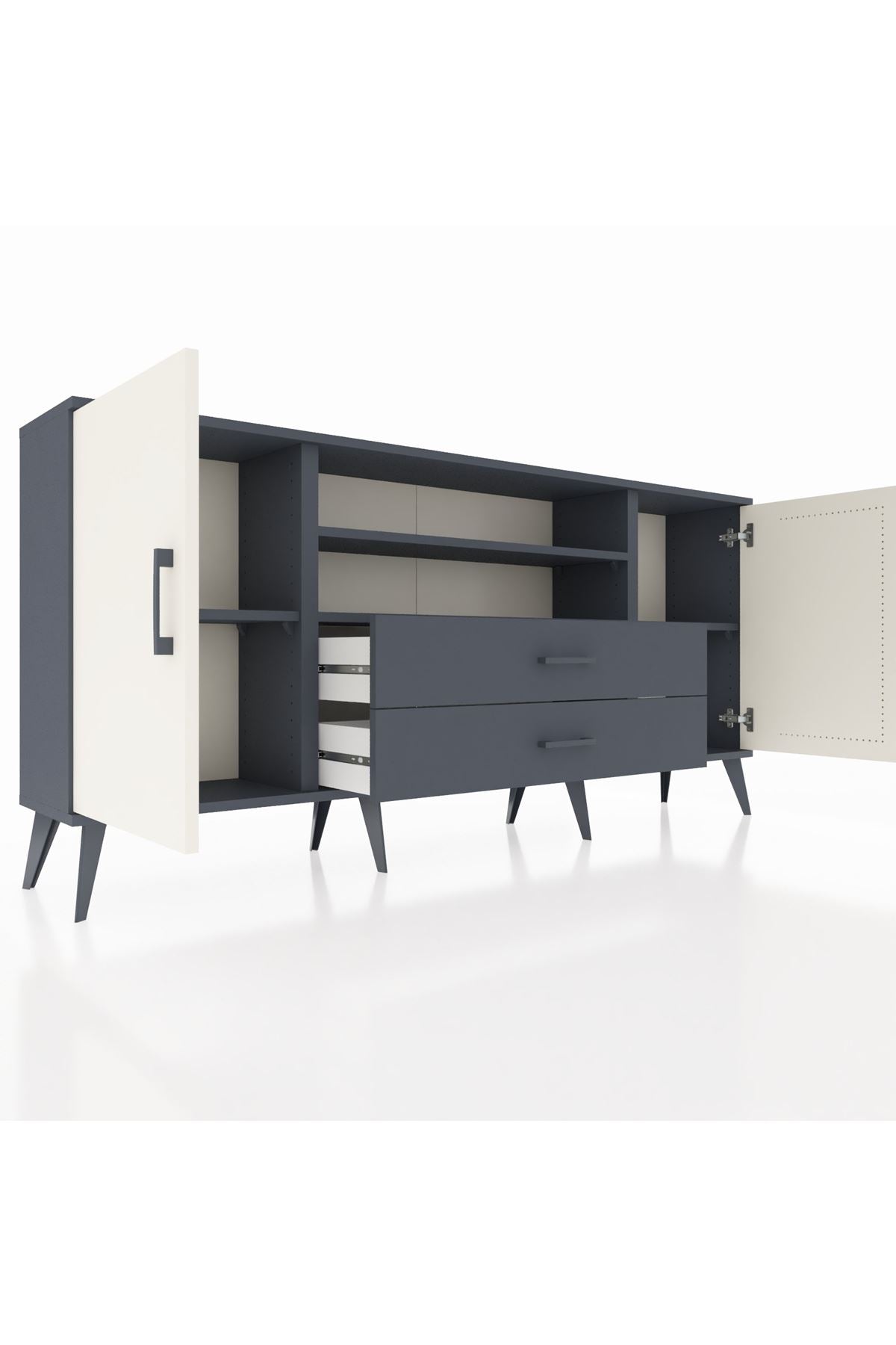 Arges Konsol 4 Raflı 2 Çekmeceli 2 Kapaklı 176x30x83 - S148M018V14A