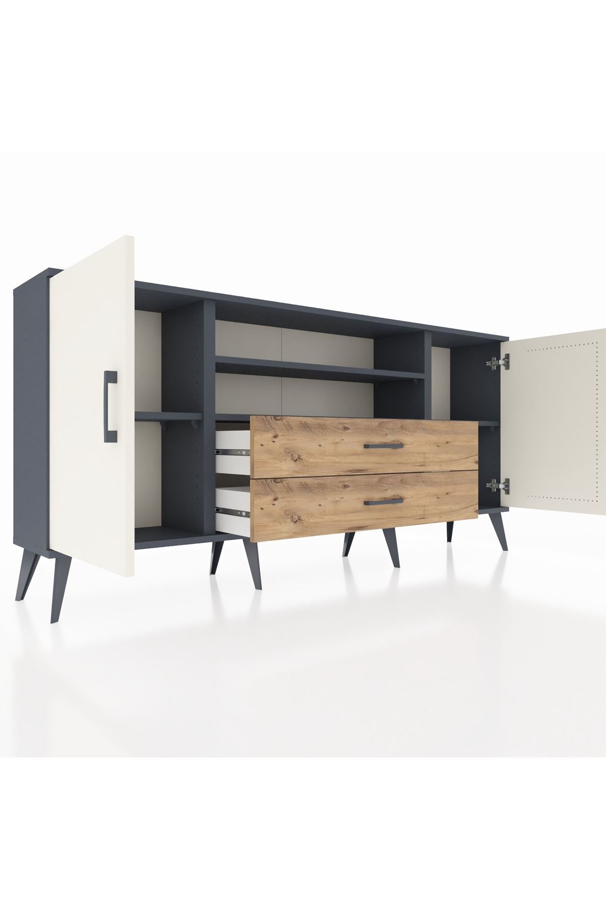 Arges Konsol 4 Raflı 2 Çekmeceli 2 Kapaklı 176x30x83 - S148M018V15A