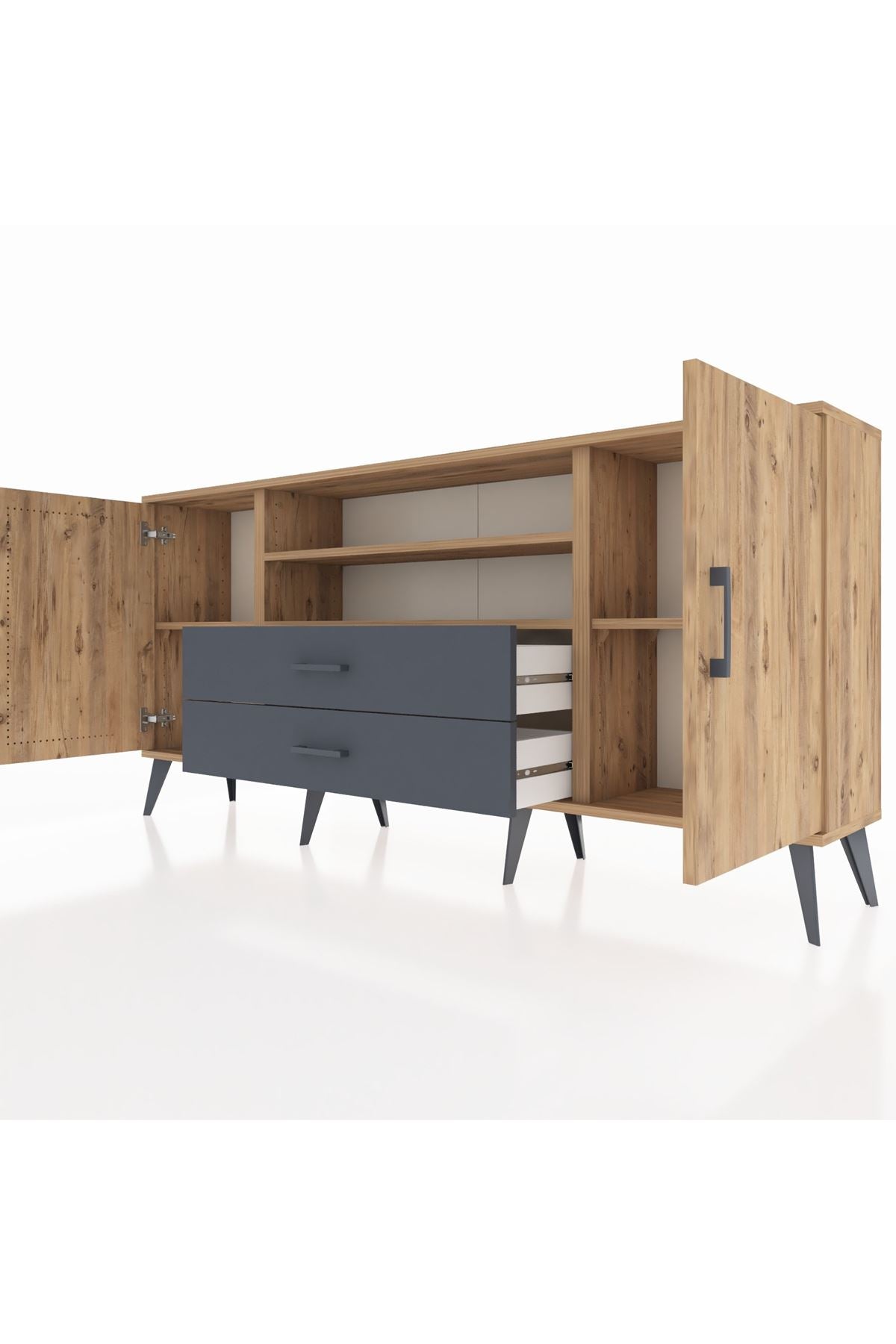 Arges Konsol 4 Raflı 2 Çekmeceli 2 Kapaklı 176x30x83 - S148M018V20A